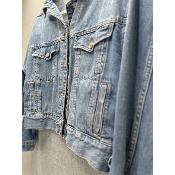 TOPSHOP MOTO MEDIUM WASH WOMEN'S DENIM TRUCKER JEAN JACKET Sz US 6 INNER POCKETS - Picture 6 of 13